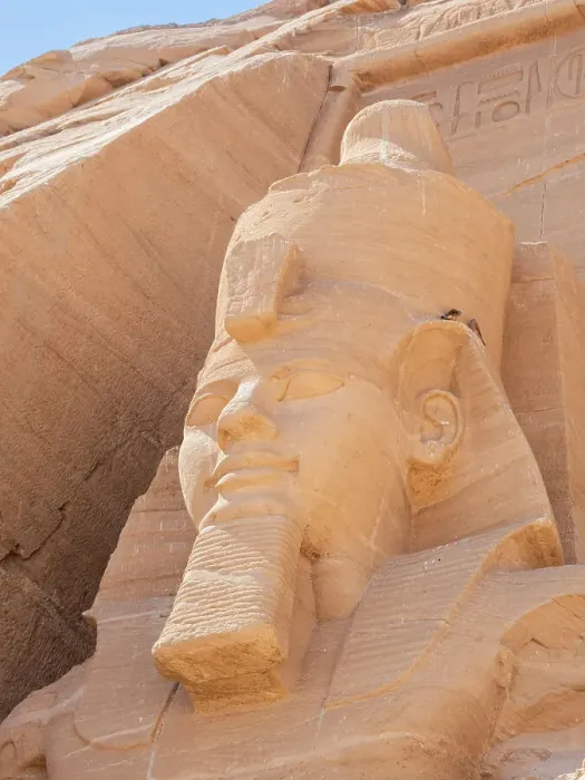 Framed Print : Detail of The Great Temple of Abu Simbel with its iconic 20 meter tall seated colossal statues of Ramses II (Ramses The Great), UNESCO World Heritage Site, Abu Simbel, Egypt, North Africa, Africa