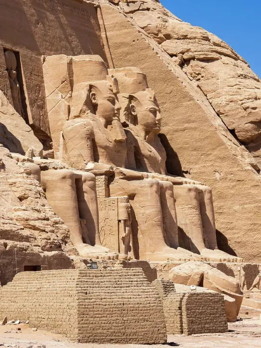 Framed Print : The Great Temple of Abu Simbel with its four iconic 20 meter tall seated colossal statues of Ramses II (Ramses The Great), UNESCO World Heritage Site, Abu Simbel, Egypt, North Africa, Africa