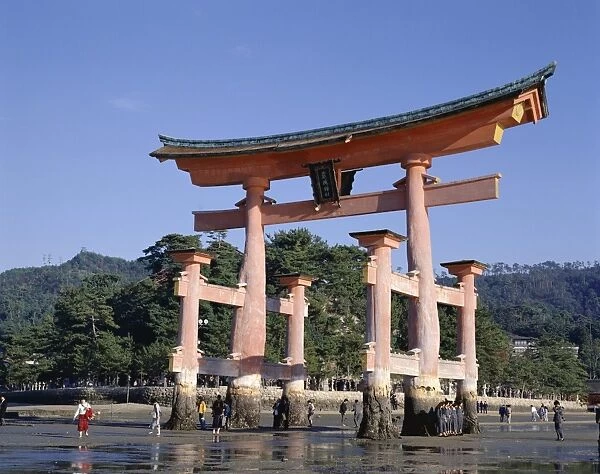 The Great Torii from the corridor of Itsukushima Shrine