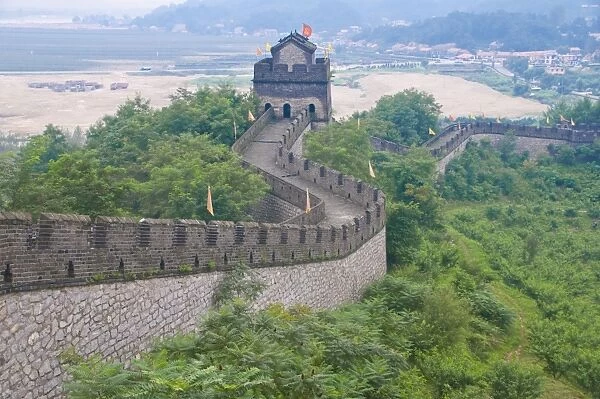The Great Wall of China near Dandong, UNESCO World Heritage Site, bordering North Korea