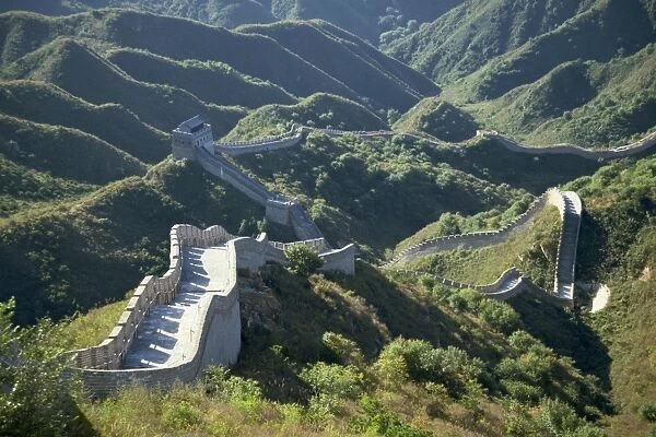 The Great Wall of China snaking through the hills, UNESCO World Heritage Site