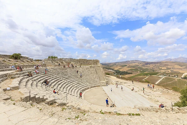 Greek amphitheatre, Segesta, Calatafimi, province of Trapani, Sicily, Italy, Europe
