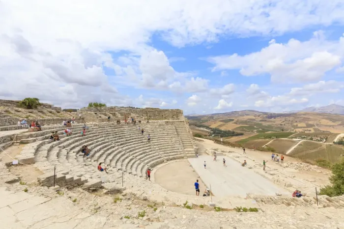 Framed Print : Greek amphitheatre, Segesta, Calatafimi, province of Trapani, Sicily, Italy, Europe