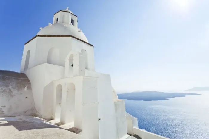 Framed Print : Greek Orthodox Church in Fira, Santorini (Thira), Cyclades Islands, Aegean Sea Framed Print : Greek Orthodox Church in Fira, Santorini (Thira), Cyclades Islands, Aegean Sea