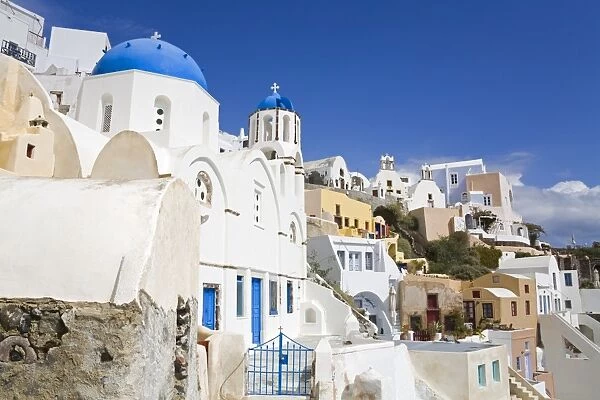 Greek Orthodox Church in Oia village, Santorini Island, Cyclades, Greek Islands, Greece, Europe