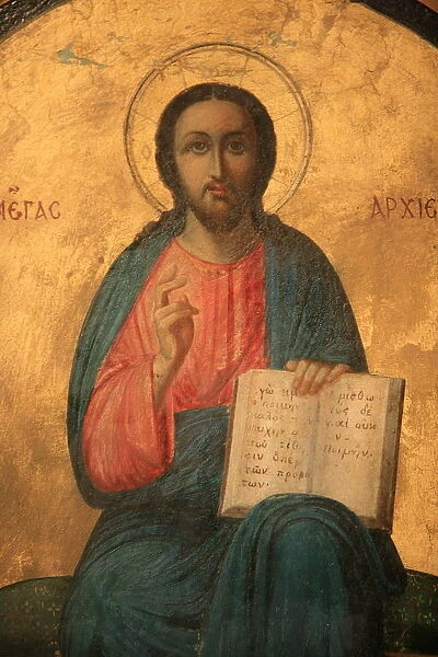 Greek Orthodox icon depicting Christ as High Priest, Thessaloniki, Macedonia, Greece