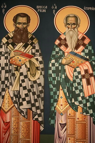 Greek Orthodox icon depicting Saint Vissarion and Saint Epiphanos, Thessaloniki