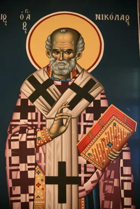 Framed Print : Greek Orthodox icon depicting St. Nicholas, Thessaloniki, Macedonia, Greece, Europe