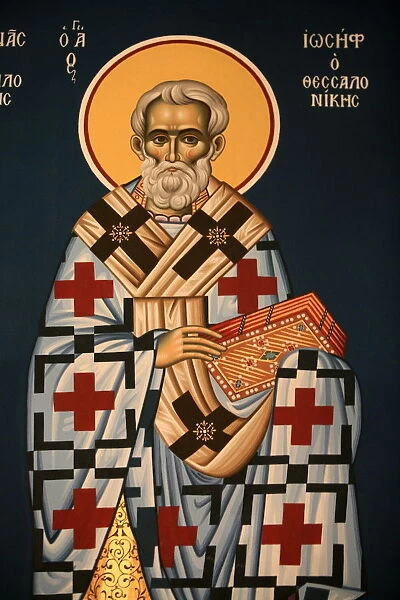 Greek Orthodox icon depicting St. Joseph of Thessaloniki, Thessaloniki, Macedonia, Greece