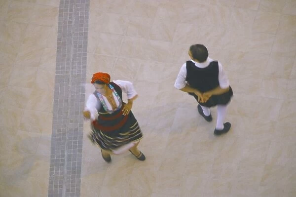 Greek traditional dancing in blurred motion, Greece, Europe