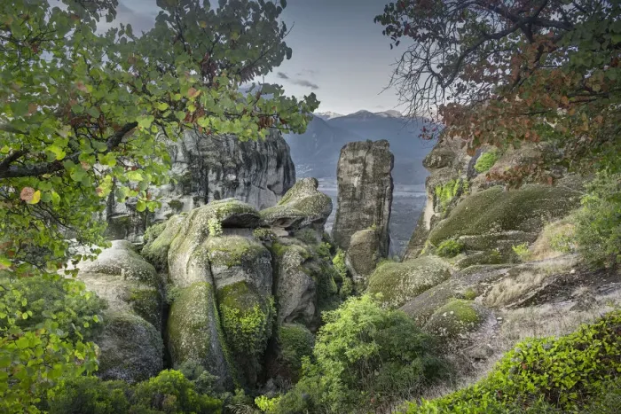 Framed Print : Green capture of the rocks in Meteora, Thessaly, Greece, Europe Framed Print : Green capture of the rocks in Meteora, Thessaly, Greece, Europe