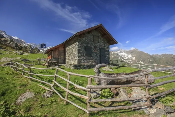 Framed Print : Green meadows and mountain hut on a summer sunny day, Orobie Alps, Arigna Valley Framed Print : Green meadows and mountain hut on a summer sunny day, Orobie Alps, Arigna Valley