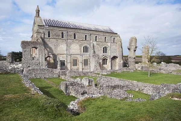 The grounds of the ruined Benedictine Priory of Binham Abbey founded in the 11th century
