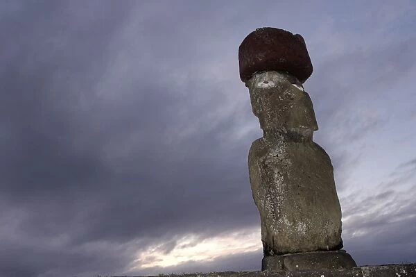 One of the group of moai at Ahu Tahai, near Hanga Roa, Easter Island, UNESCO World Heritage Site