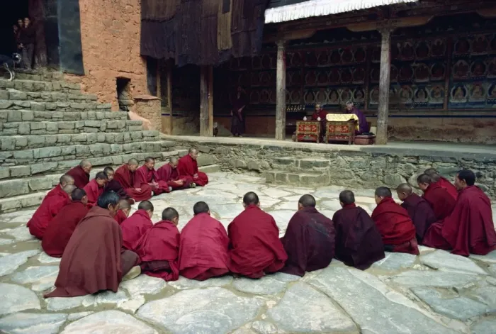 Framed Print : A group of young novice monks sitting in a circle during an oral examination Framed Print : A group of young novice monks sitting in a circle during an oral examination
