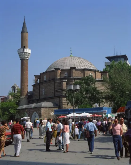 Framed Print : Groups of people outside the Bania Basi Mosque in Sofia, Bulgaria, Europe Framed Print : Groups of people outside the Bania Basi Mosque in Sofia, Bulgaria, Europe