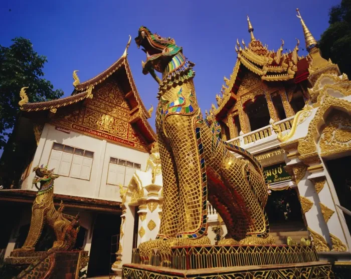 Framed Print : Guardian lions and temple at entrace to Wat Suthep Framed Print : Guardian lions and temple at entrace to Wat Suthep