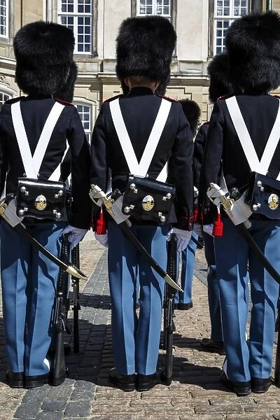 Guards at Amalienborg Royal Palace, Copenhagen, Denmark, Scandinavia, Europe