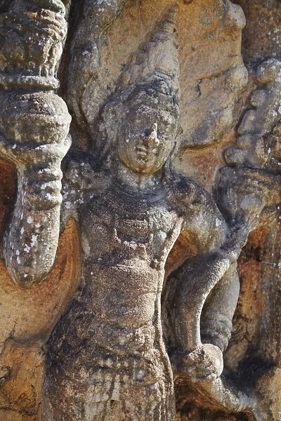 Guardstone at Hatadage, Quadrangle, Polonnaruwa, UNESCO World Heritage Site, North Central Province, Sri Lanka, Asia