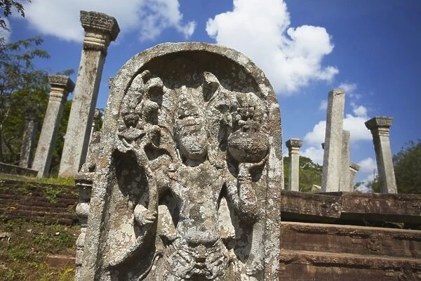 Guardstone of Kujjatissa Pabbata in Mahavihara Monastery, Anuradhapura, UNESCO World Heritage Site, North Central Province, Sri Lanka, Asia
