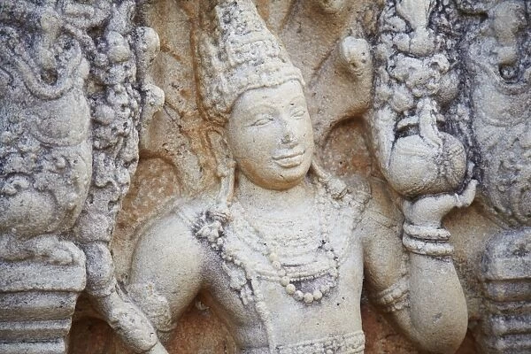 Guardstone at Ratna Prasada, Northern Ruins, Anuradhapura, UNESCO World Heritage Site, North Central Province, Sri Lanka, Asia