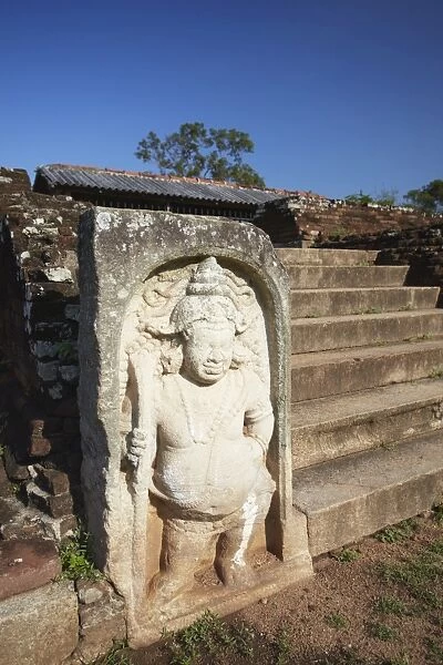 Guardstone of the Royal Palace of the Citadel, Anuradhapura, UNESCO World Heritage Site, North Central Province, Sri Lanka, Asia