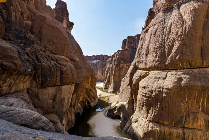 Framed Print : Guelta d Archei waterhole, Ennedi Plateau, UNESCO World Heritage Site, Ennedi region Framed Print : Guelta d Archei waterhole, Ennedi Plateau, UNESCO World Heritage Site, Ennedi region