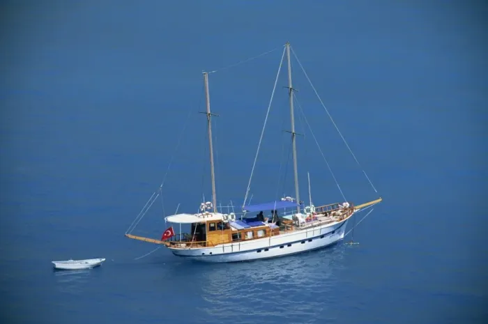 Framed Print : A gulet in blue sea off Turkey Framed Print : A gulet in blue sea off Turkey