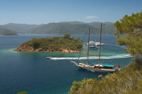 Gulet cruise, Fethiye Korfezi, Fethiye, Aegean, Anatolia, Turkey, Asia Minor, Eurasia