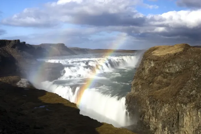 Framed Print : Gullfoss, Europes biggest waterfall, with rainbow created by spray from the falls Framed Print : Gullfoss, Europes biggest waterfall, with rainbow created by spray from the falls