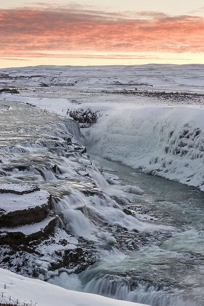 Gullfoss waterfall at dawn, Iceland, Polar Regions