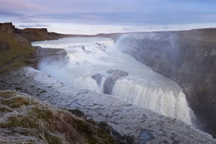 Framed Print : Gullfoss Waterfall (Golden Waterfall) in winter, Golden Circle tourism trail Framed Print : Gullfoss Waterfall (Golden Waterfall) in winter, Golden Circle tourism trail