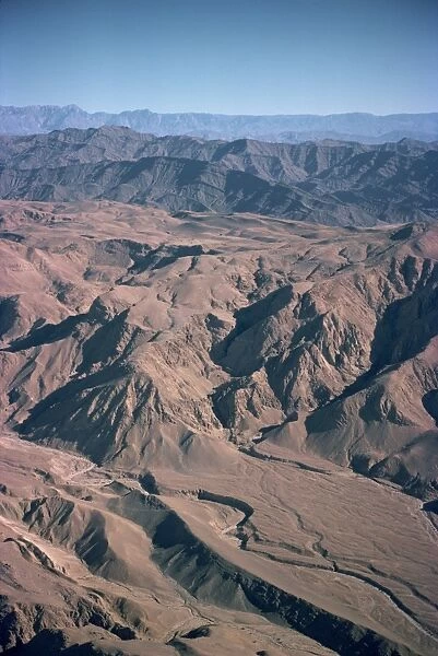 Gullies and bare mountains in the Bolan area of Baluchistan