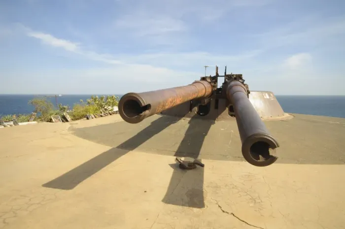 Framed Print : Guns, Goree Island famous for its role in slavery, near Dakar, Senegal Framed Print : Guns, Goree Island famous for its role in slavery, near Dakar, Senegal