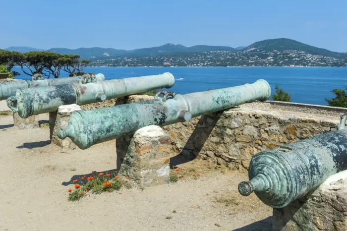 Framed Print : Guns of the St. Tropez citadel, Var, Provence Alpes Cote d Azur region, France, Mediterranean