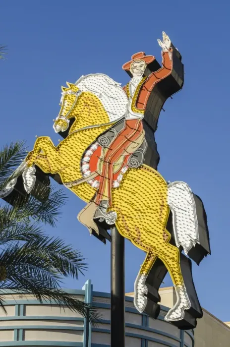 Framed Print : Hacienda Horse and Rider neon was originally installed at the Hacienda Hotel Hotel in 1967 Framed Print : Hacienda Horse and Rider neon was originally installed at the Hacienda Hotel Hotel in 1967