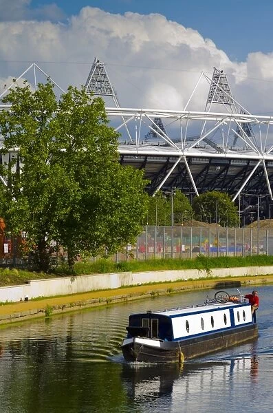 Hackney Wick, River Lee Navigation and London 2012 Olympic Stadium, London