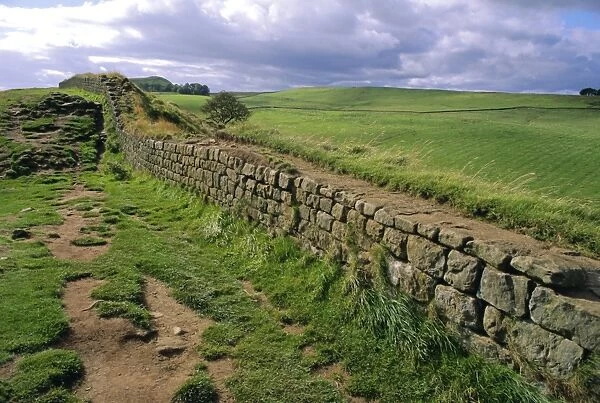 Hadrians Wall dating from Roman times, looking towards Crag Lough