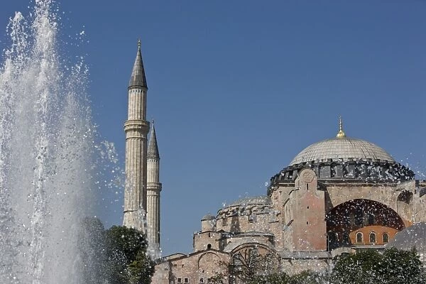 Hagha Sophia with fountain in foreground, UNESCO World Heritage Site, Istanbul