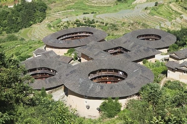 Hakka Tulou round earth buildings, UNESCO World Heritage Site, Fujian Province