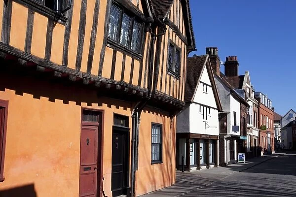 Half timbered buildings on Silent Street, Ipswich, Suffolk, England, United Kingdom, Europe