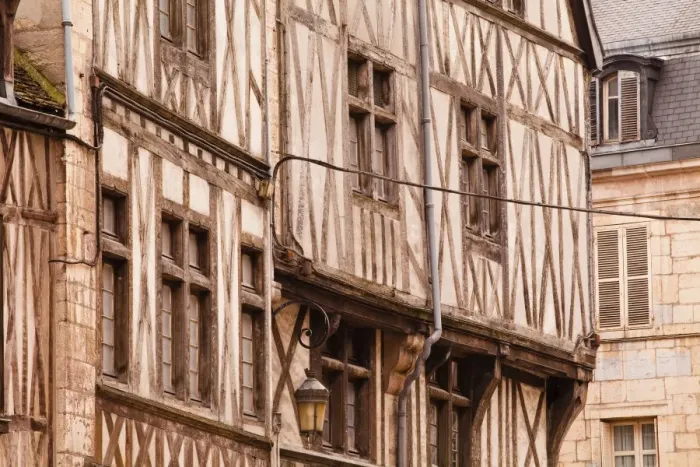 Framed Print : A half timbered house in the old part of Dijon, Burgundy, France, Europe Framed Print : A half timbered house in the old part of Dijon, Burgundy, France, Europe
