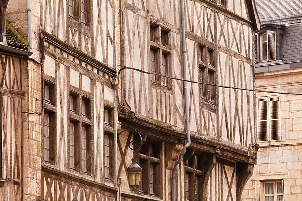 A half timbered house in the old part of Dijon, Burgundy, France, Europe