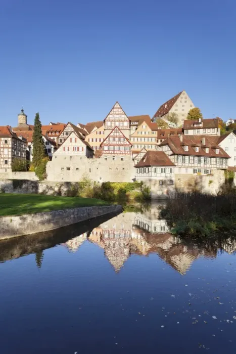 Framed Print : Half-timbered houses on the banks of the Kocher River, Schwaebisch Hall, Hohenlohe, Baden Wurttemberg, Germany, Europe Framed Print : Half-timbered houses on the banks of the Kocher River, Schwaebisch Hall, Hohenlohe, Baden Wurttemberg, Germany, Europe