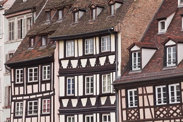 Half-timbered houses in La Petite France, Grande Ile, UNESCO World Heritage Site, Strasbourg, Bas-Rhin, Alsace, France, Europe