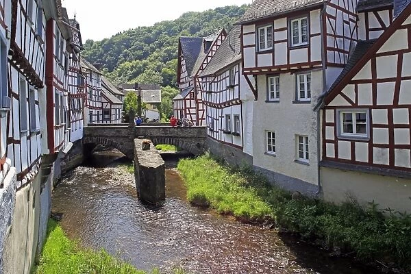 Half-timbered Houses in Monreal on River Elz, Eifel, Rhineland-Palatinate, Germany