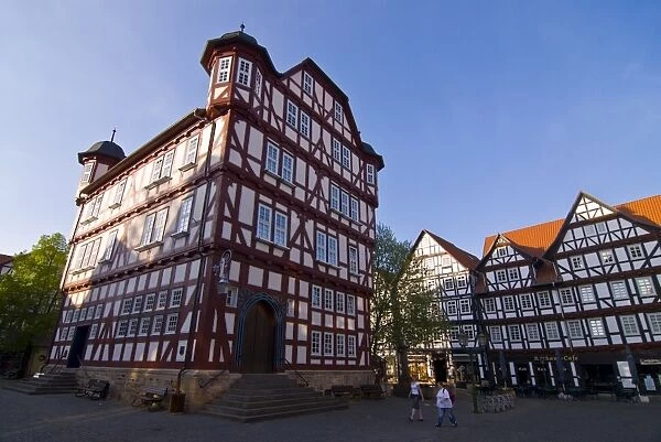 Half-timbered wood houses, Melsungen, Hesse, Germany, Europe