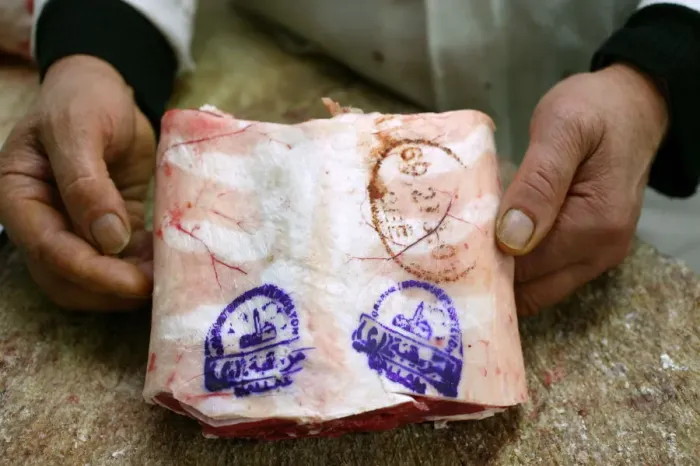 Framed Print : Hallal meat, Lyon, France, Europe