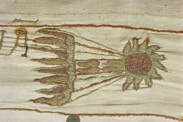 Detail of Halleys comet seen as a bad omen in February 1066, Bayeux Tapestry