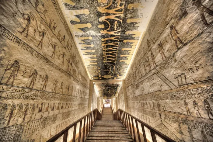 Framed Print : Hallway to Burial Chamber, Tomb of Ramses V and VI, KV9, Valley of the Kings
